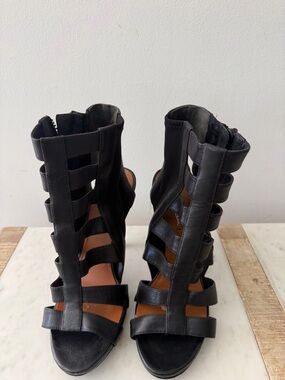 Via Spiga Black Strappy Gladiator High Heel Sandals